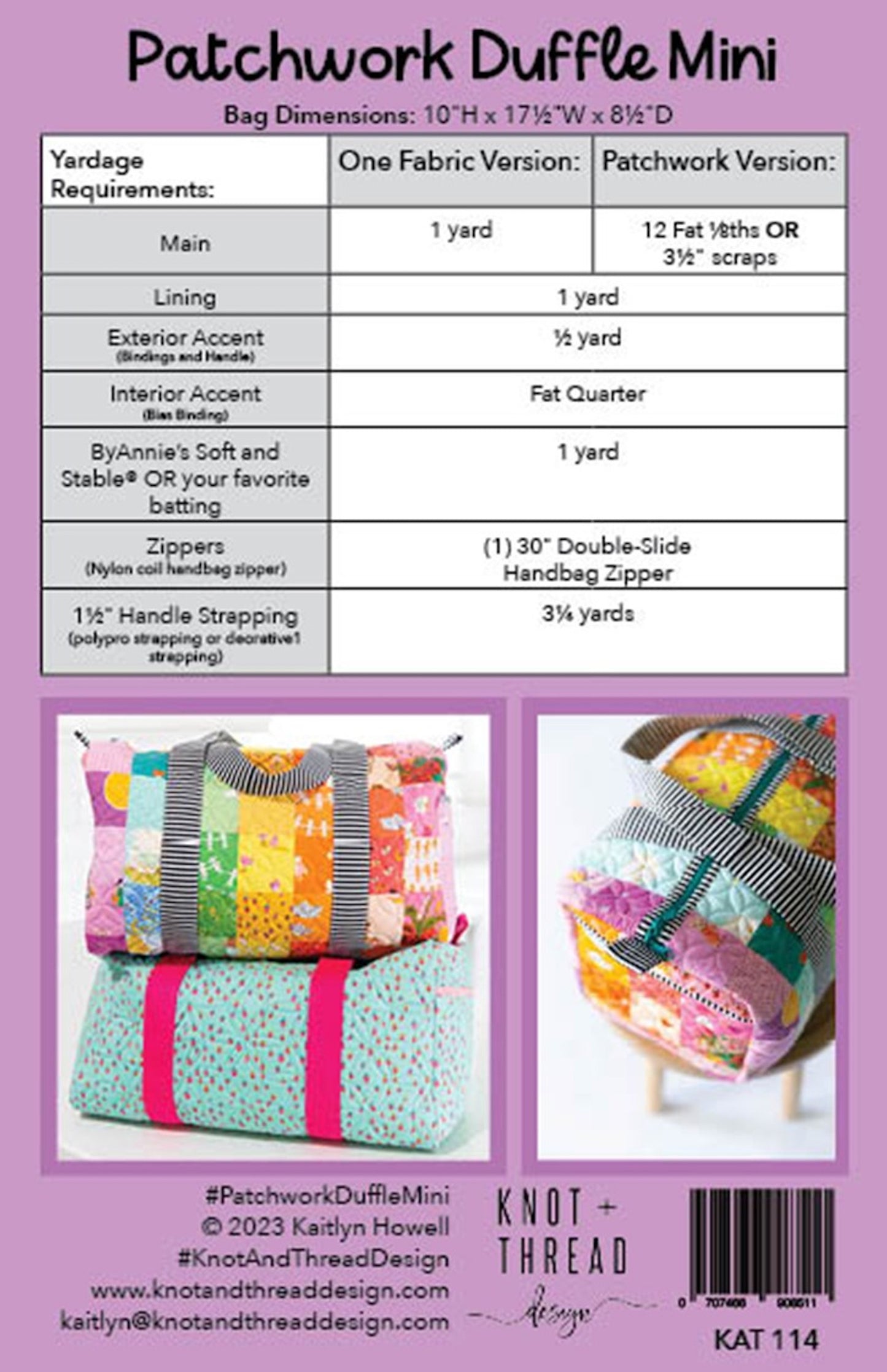 Patchwork Duffle Mini Pattern