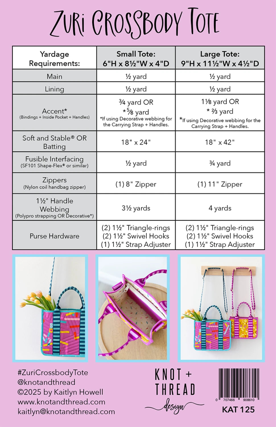 Zuri Crossbody Tote Pattern