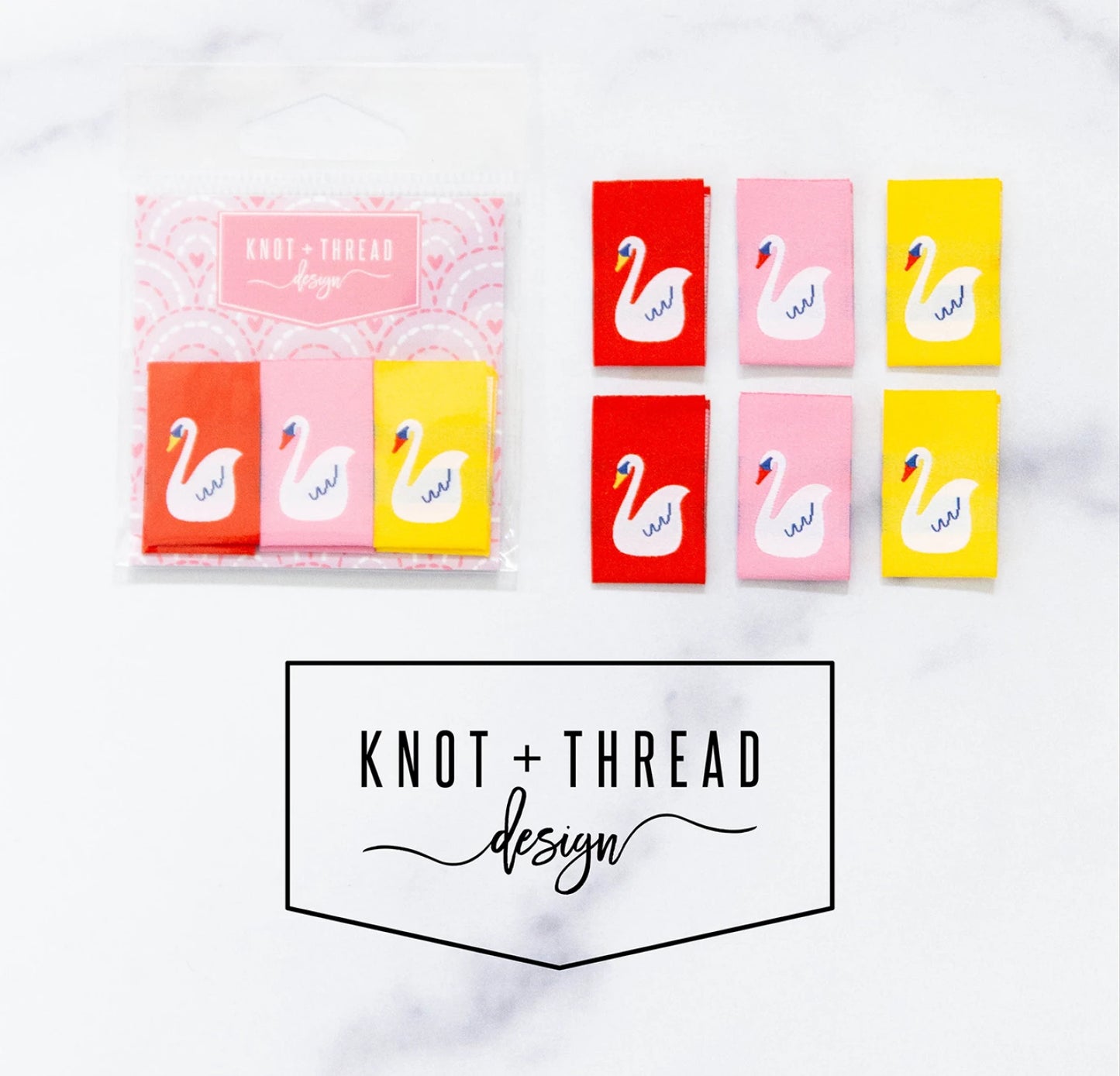 Sew in Labels- 3/4" Swan- 6pk
