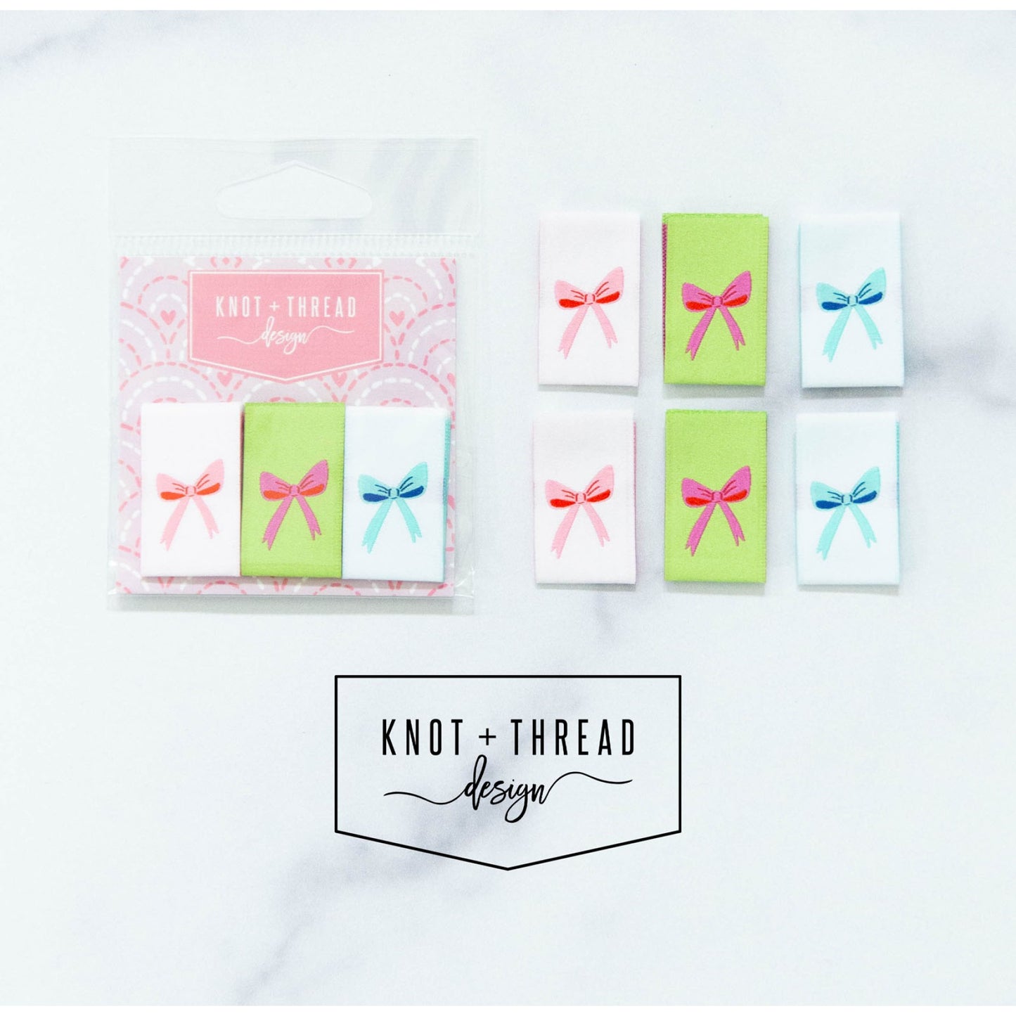 Sew in Labels- 3/4" Bows- 6pk