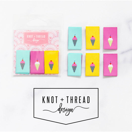 Sew in Labels- 3/4" Ice Cream- 6pk