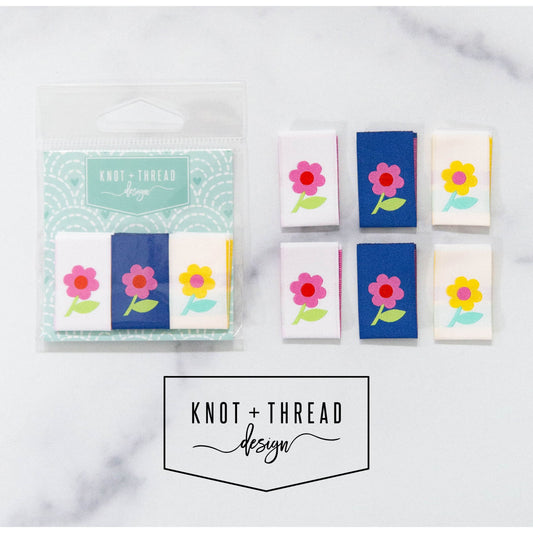Sew in Labels- 3/4" Daisy- 6pk