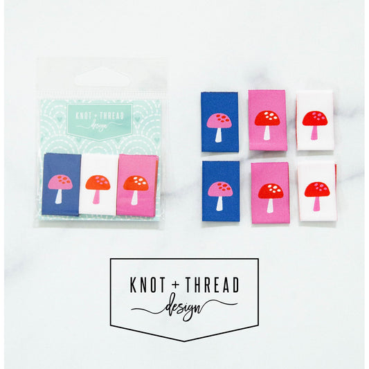 Sew in Labels- 3/4" Mushrooms- 6pk