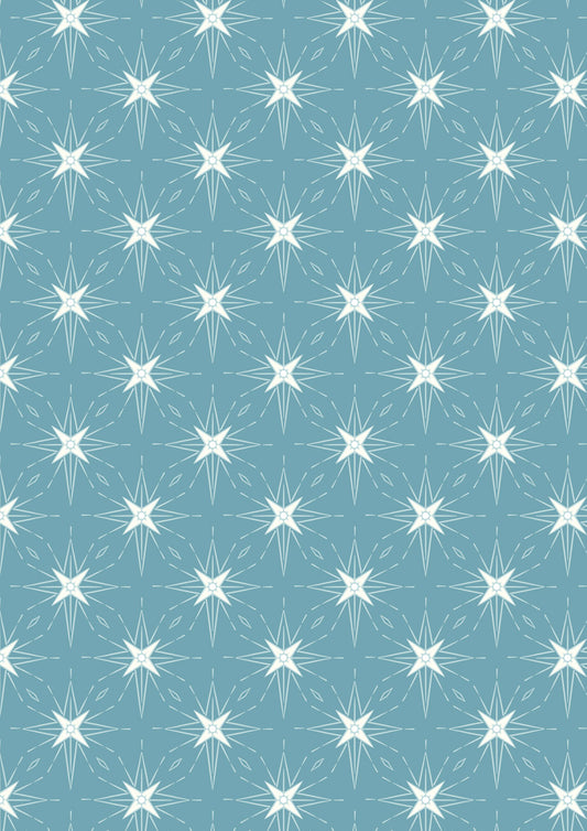 Where the Sky Dances- North Blue with Pearl, North Star: Sold by the 1/2 yard