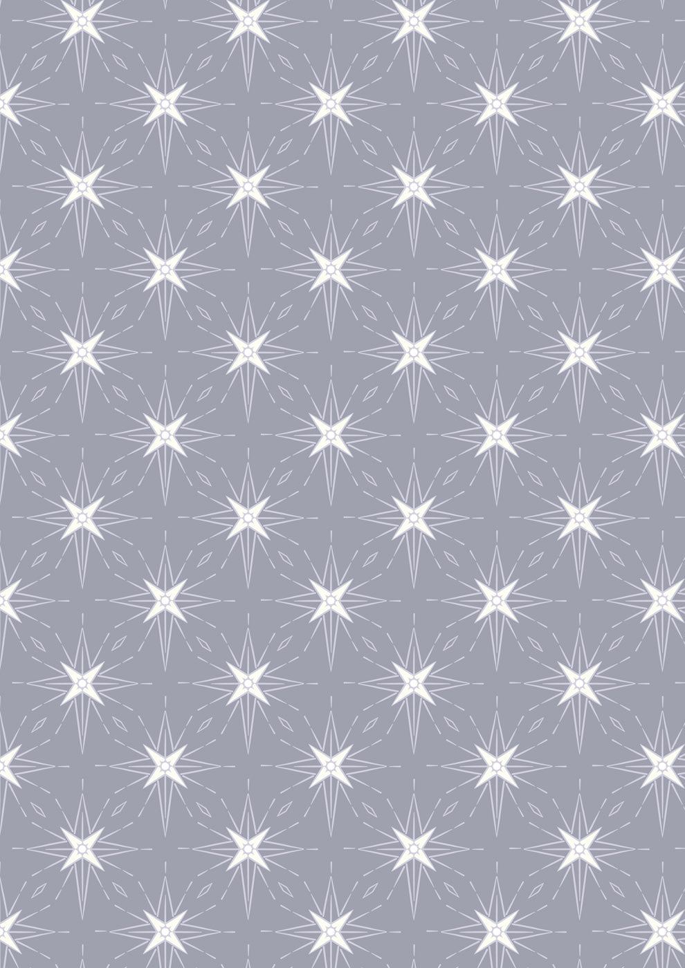 Where the Sky Dances- Warm Grey with Pearl, North Star: Sold by the 1/2 yard
