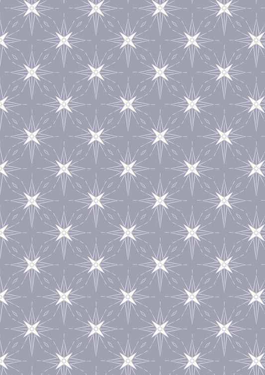 Where the Sky Dances- Warm Grey with Pearl, North Star: Sold by the 1/2 yard