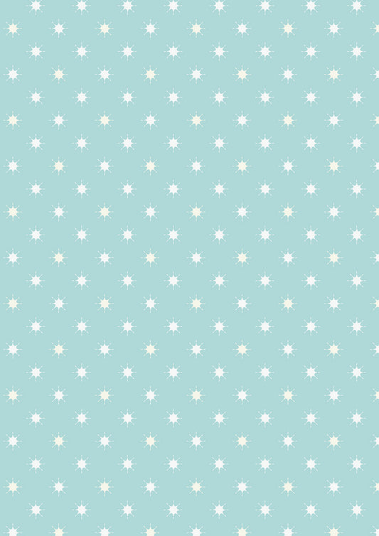 Where the Sky Dances- Icy Blue with Pearl, Little Stars: Sold by the 1/2 yard