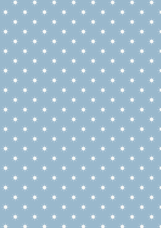 Where the Sky Dances- Blue Grey with Pearl, Little Stars: Sold by the 1/2 yard