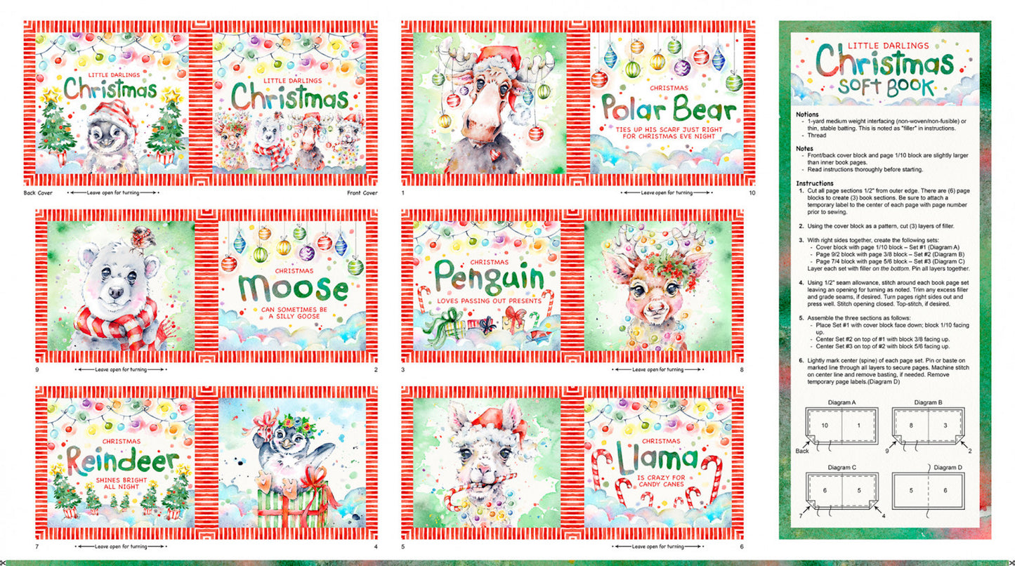 Little Darlings Christmas Soft Book Panel: Sold By The Panel