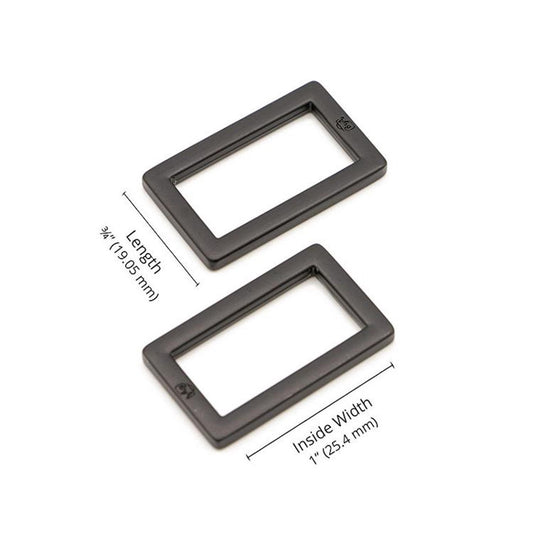 Rectangle Ring Flat 1" Black: 2Pcs