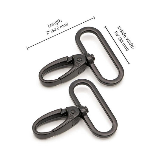 Swivel Hook 1.5" Black: 2Pcs