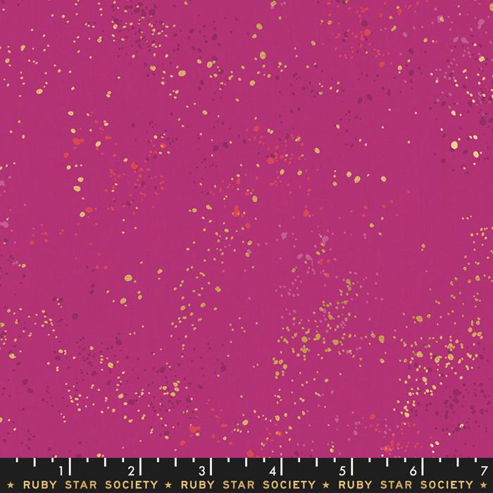 Speckled- Berry Metallic Paint Splatter: Sold by the 1/2 yard