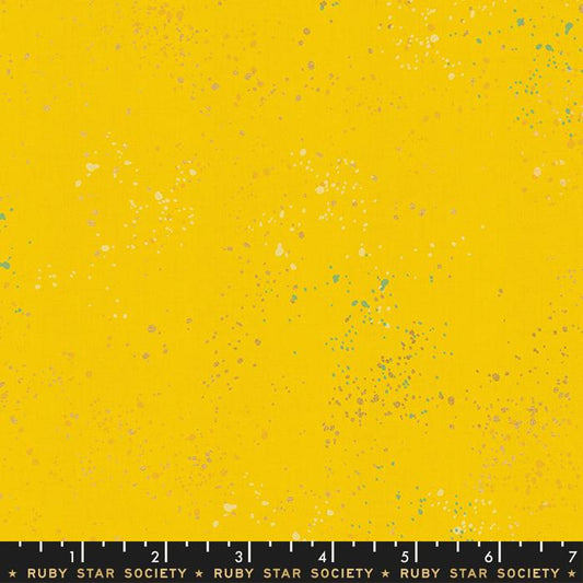 Speckled- Sunshine Metallic Paint Splatter: Sold by the 1/2 yard