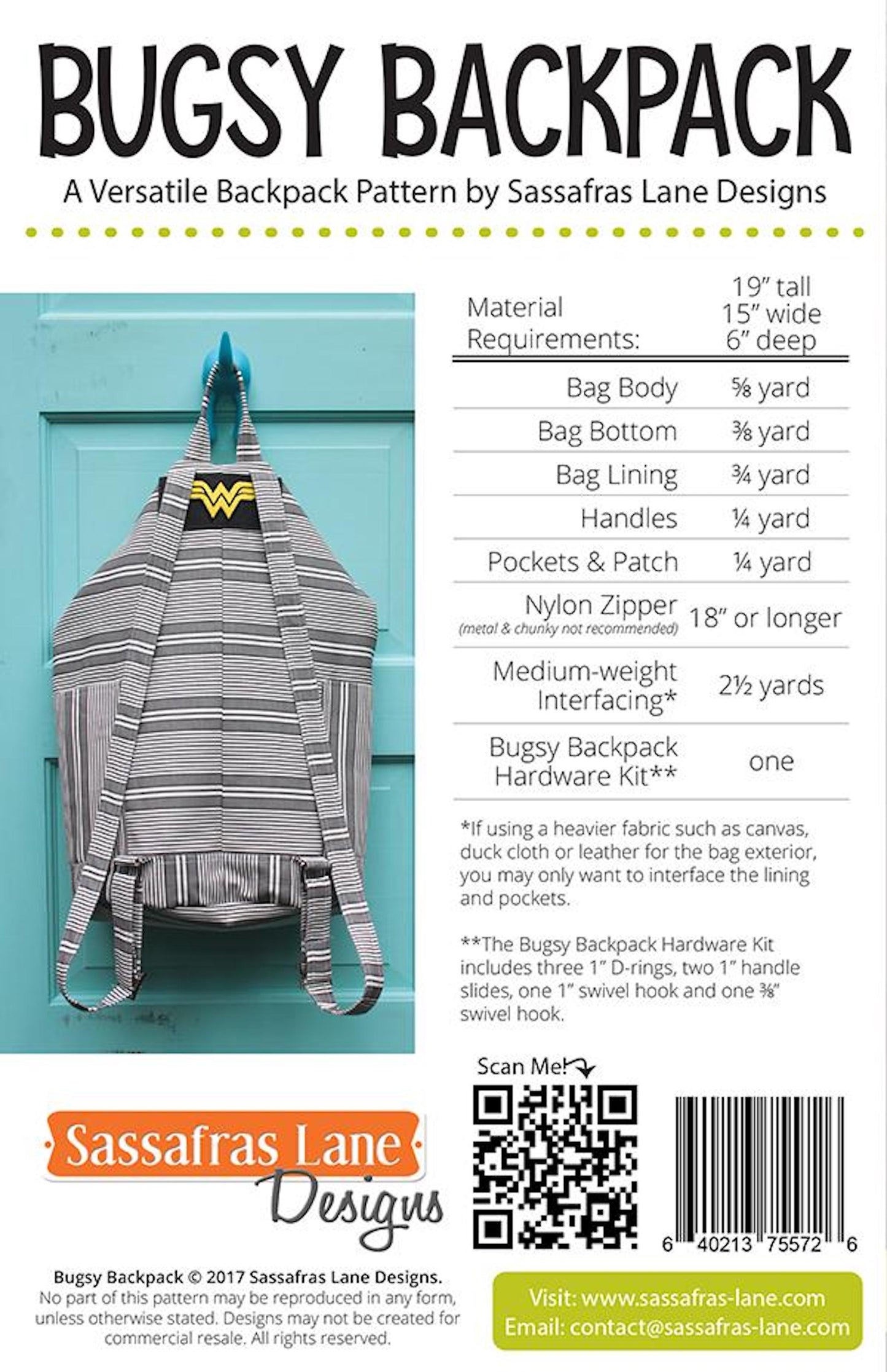 Bugsy Backpack Pattern