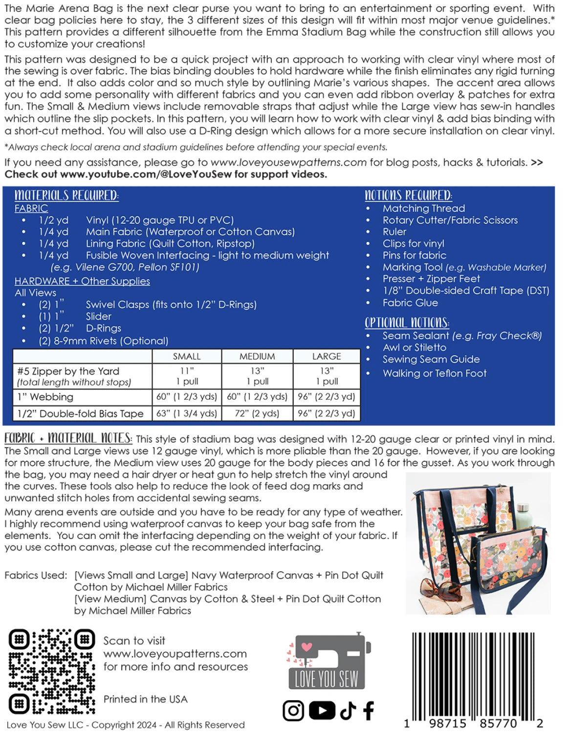 Marie Arena Bag Pattern