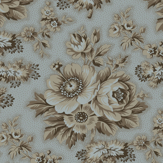 Dark & Stormy- Blue Large Floral: Sold by the 1/2 yard