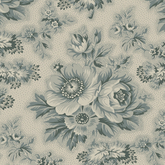 Dark & Stormy- Cream Large Floral: Sold by the 1/2 yard