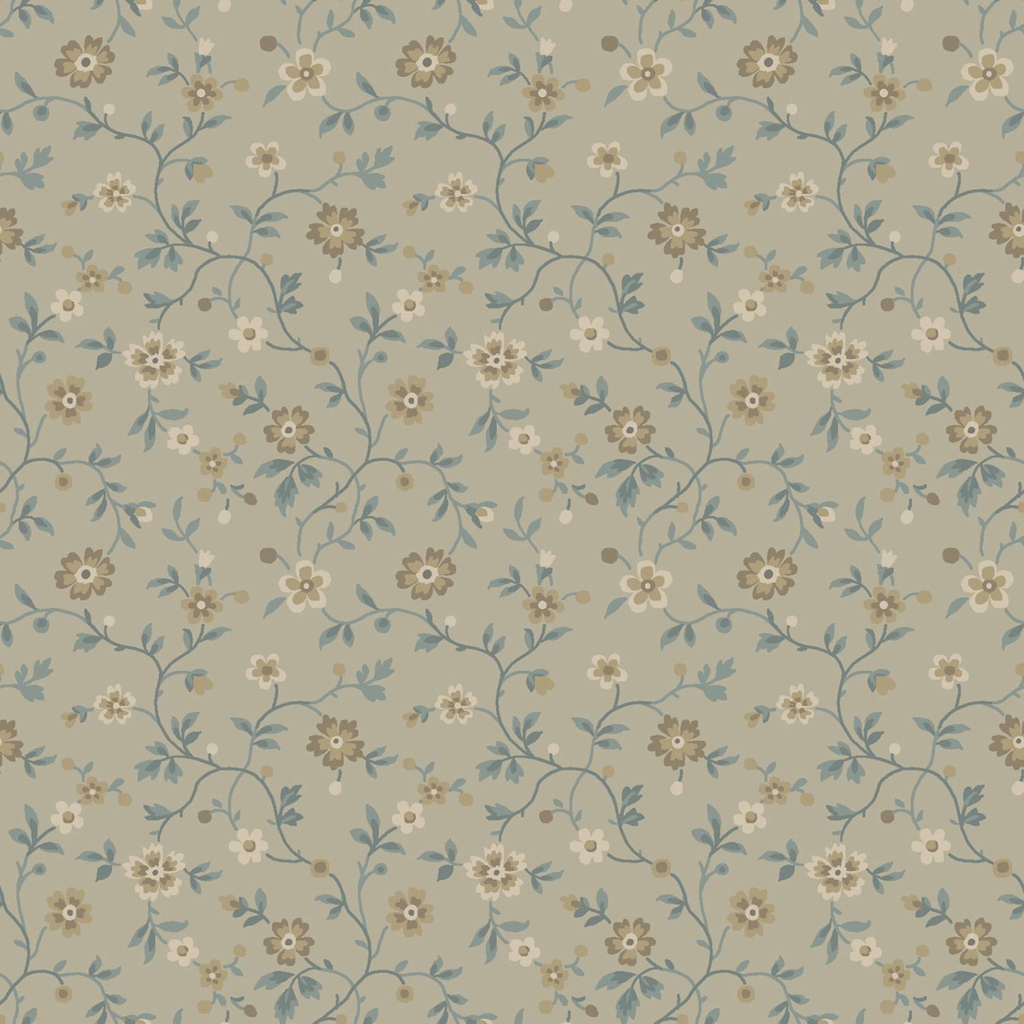 Dark & Stormy- Taupe Floral Vine: Sold by the 1/2 yard