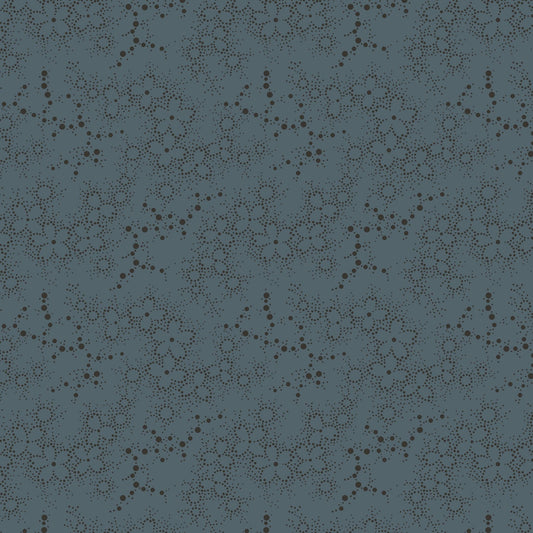 Dark & Stormy- Navy Dot Flower: Sold by the 1/2 yard