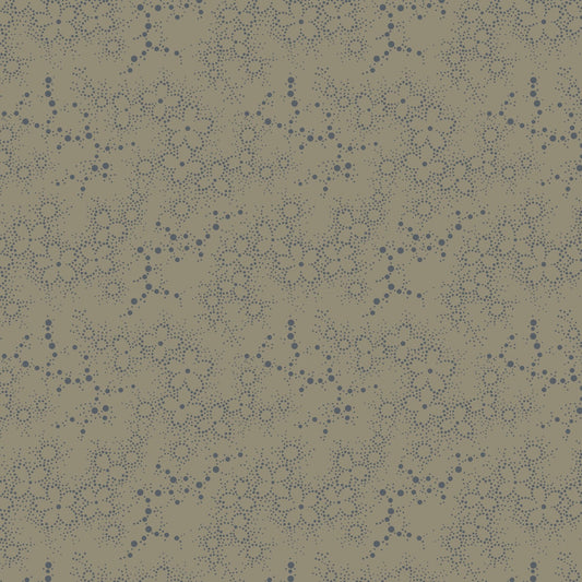 Dark & Stormy- Taupe Dot Flower: Sold by the 1/2 yard