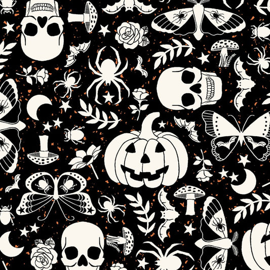 Goth Gardens- Black Goth Garden: Sold by the 1/2 yard