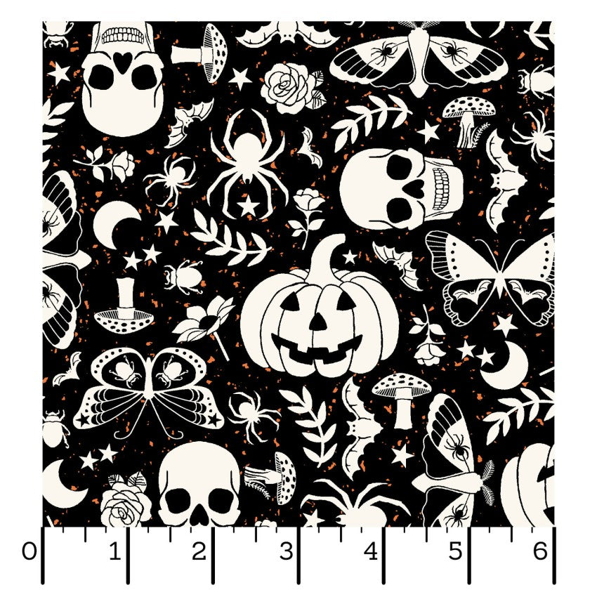 Goth Gardens- Black Goth Garden: Sold by the 1/2 yard