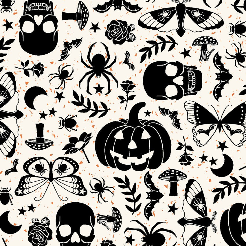 Goth Gardens- White Goth Garden: Sold by the 1/2 yard