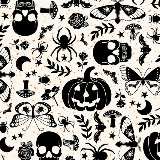 Goth Gardens- White Goth Garden: Sold by the 1/2 yard