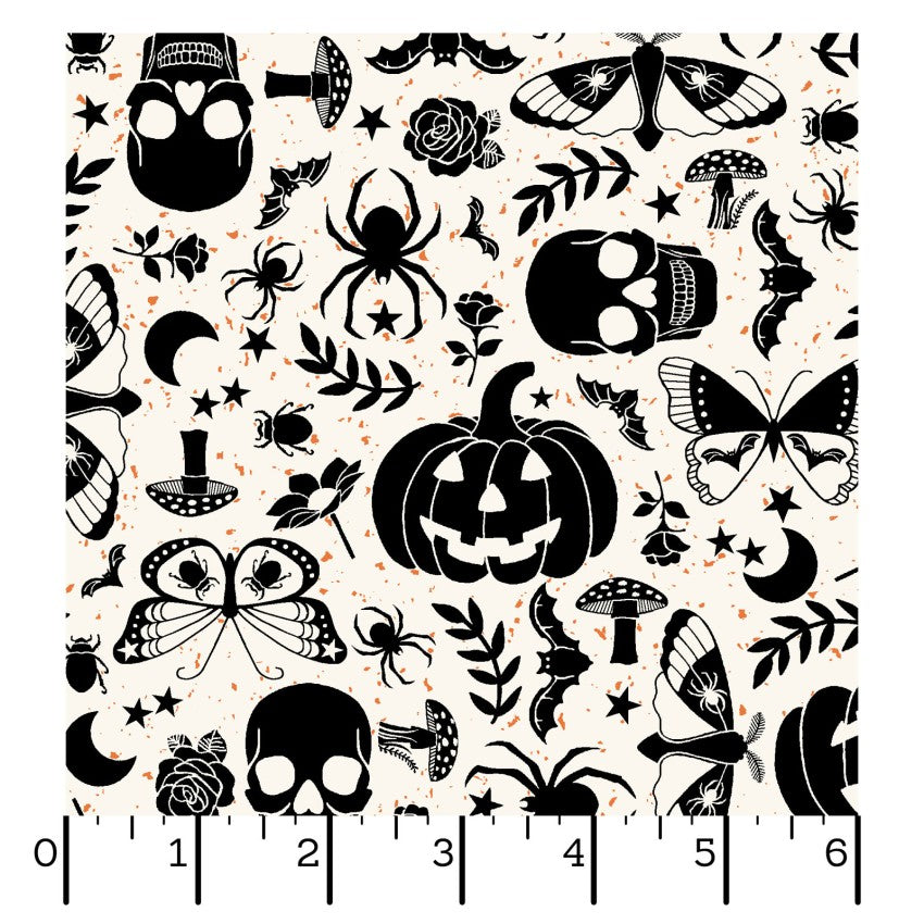 Goth Gardens- White Goth Garden: Sold by the 1/2 yard