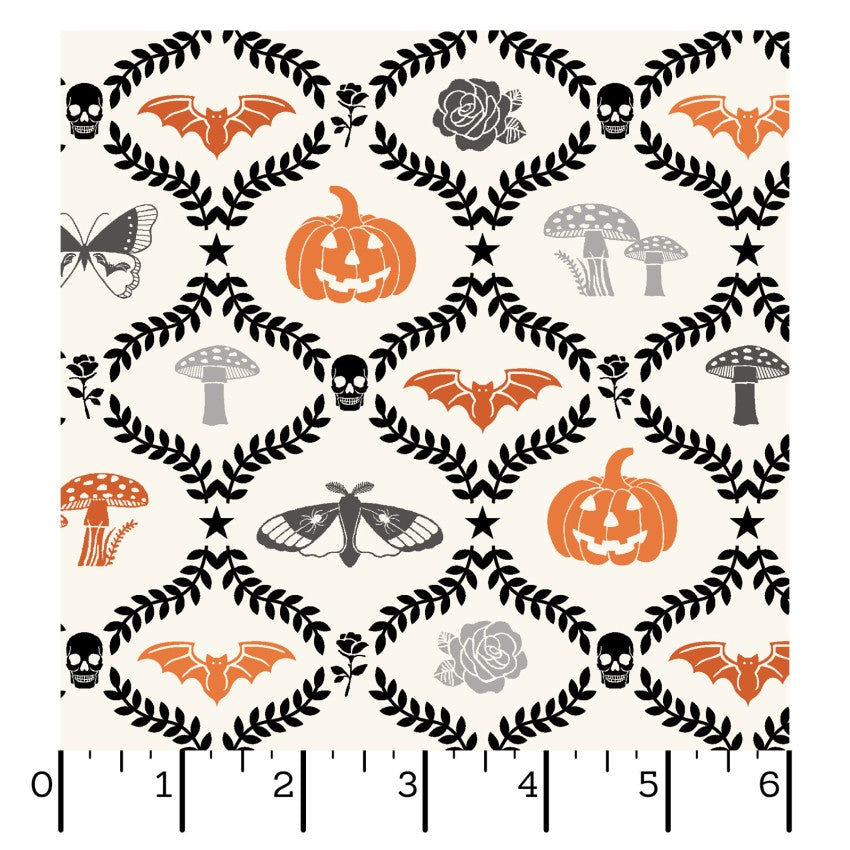 Goth Gardens- White Goth Vines: Sold by the 1/2 yard