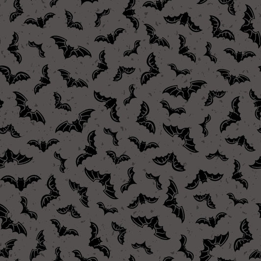 Goth Gardens- Gray Flying Bats: Sold by the 1/2 yard
