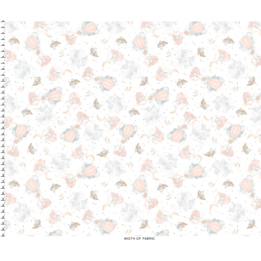 Honey Bunny- White Bunny in the Clouds: Sold by the 1/2 yard