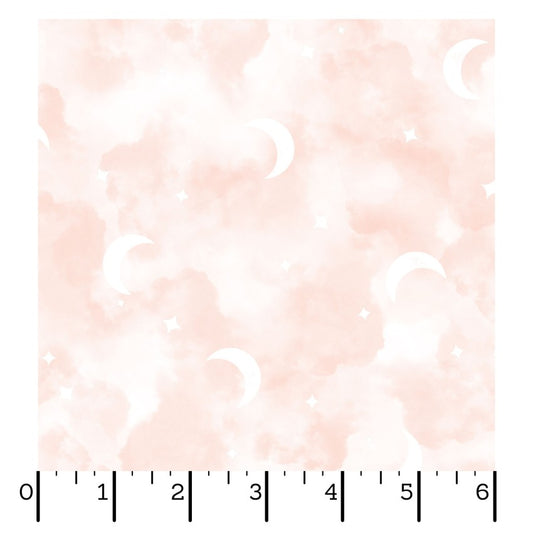Honey Bunny- Light Pink Clouds and Moons: Sold by the 1/2 yard