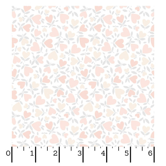 Honey Bunny- White Hearts: Sold by the 1/2 yard
