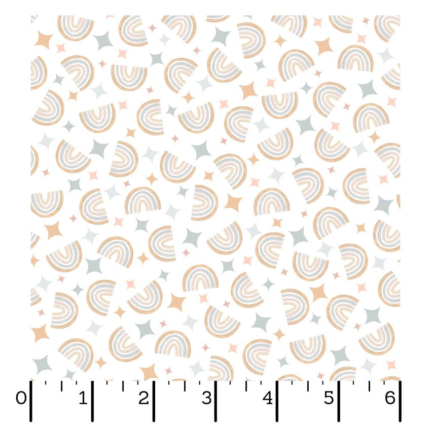 Honey Bunny- White Rainbows: Sold by the 1/2 yard