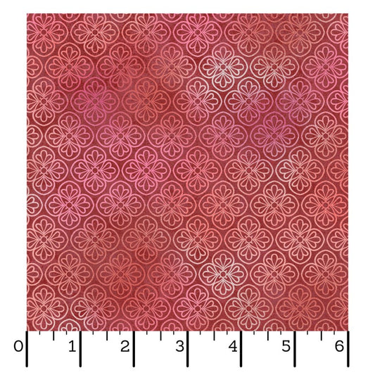 Operetta- Maroon Flower Tiles: Sold by the 1/2 yard