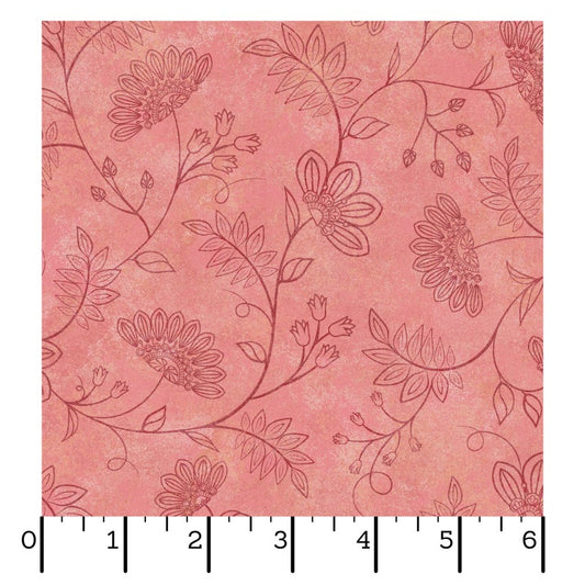 Operetta- Pink/Red Flowering Vines: Sold by the 1/2 yard