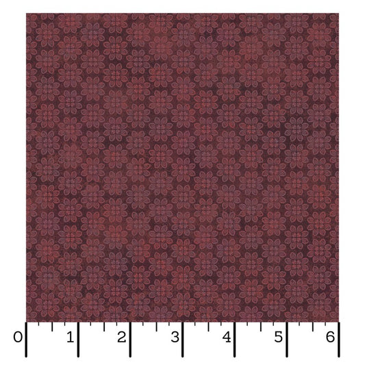 Operetta- Maroon Tiny Flowers: Sold by the 1/2 yard