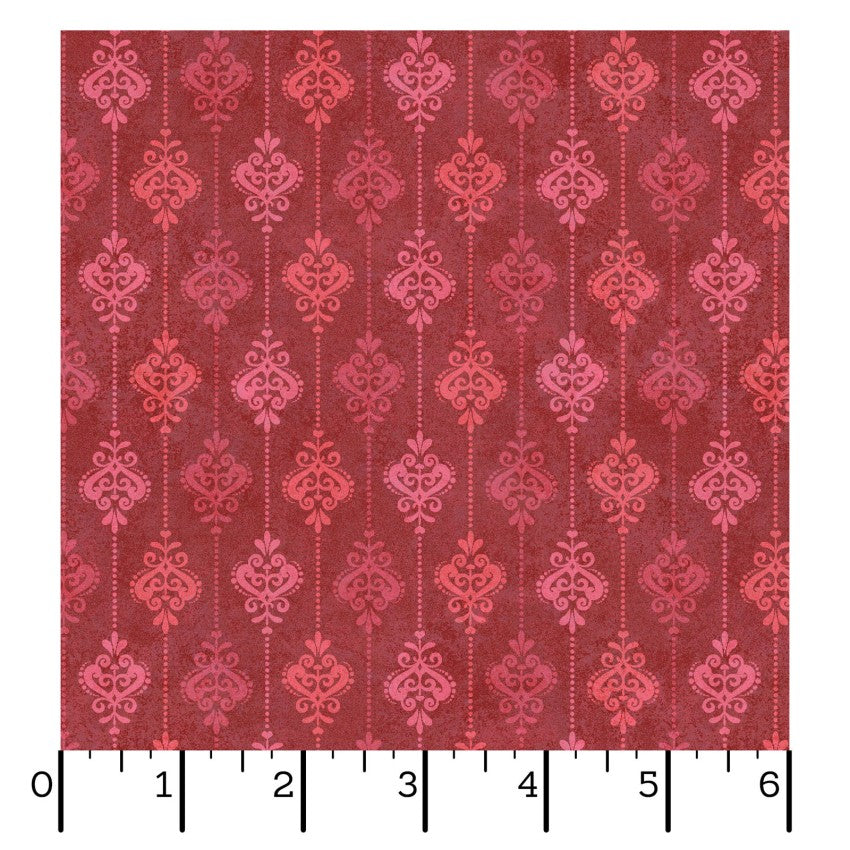 Operetta- Red Damask Stripe: Sold by the 1/2 yard