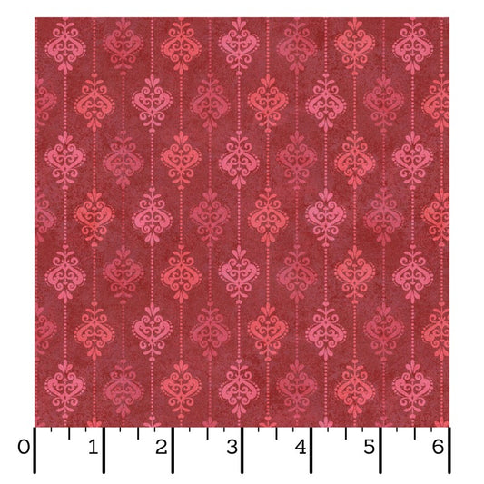 Operetta- Red Damask Stripe: Sold by the 1/2 yard
