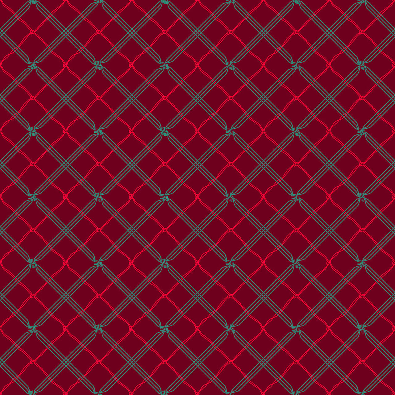 Holiday Stitches- Deep Red Plaid: Sold by the 1/2 yard