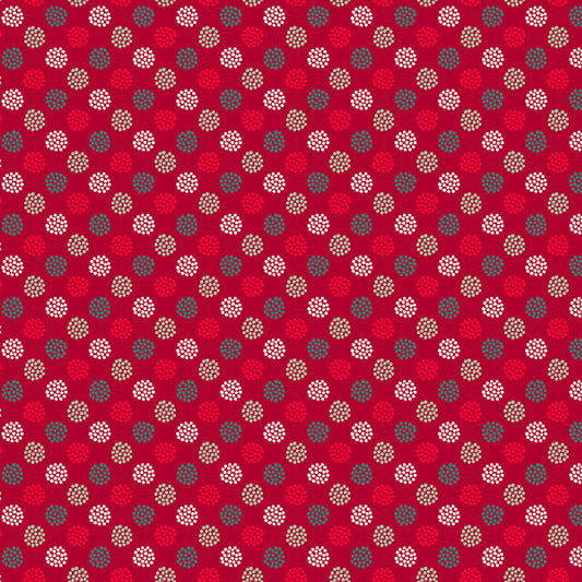 Holiday Stitches- Red Berries: Sold by the 1/2 yard