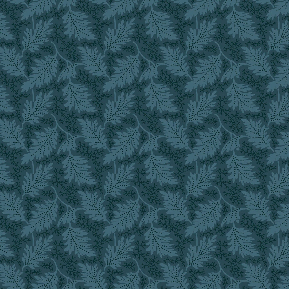 Midnight Bloom- Navy Leaves: Sold by the 1/2 yard