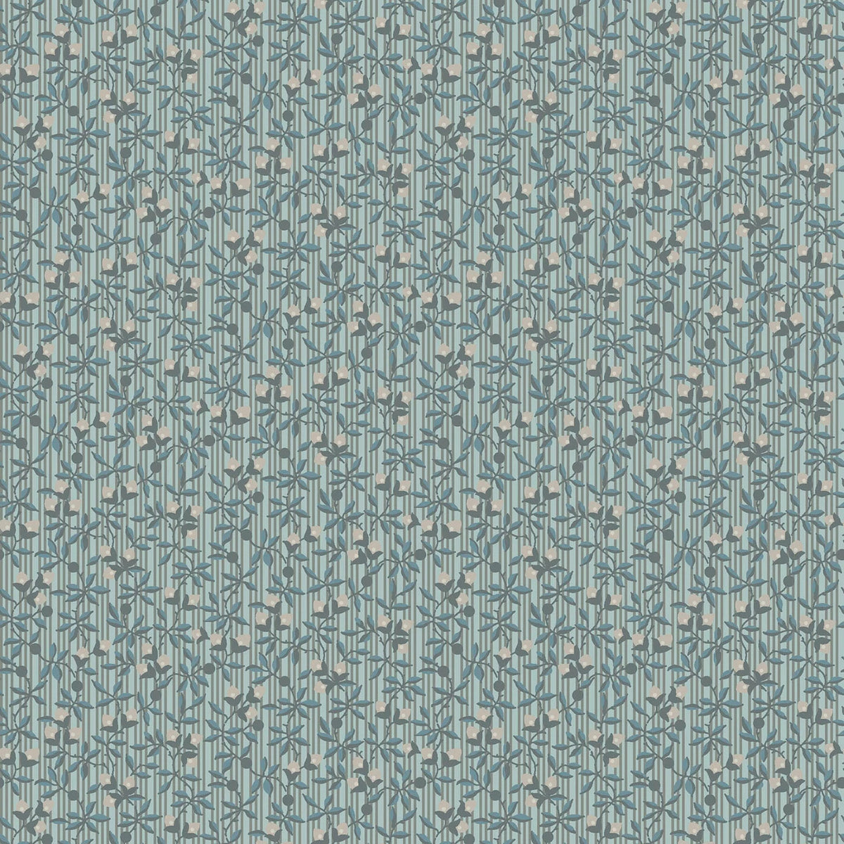 Midnight Bloom- Aqua Tiny Vine Stripe: Sold by the 1/2 yard