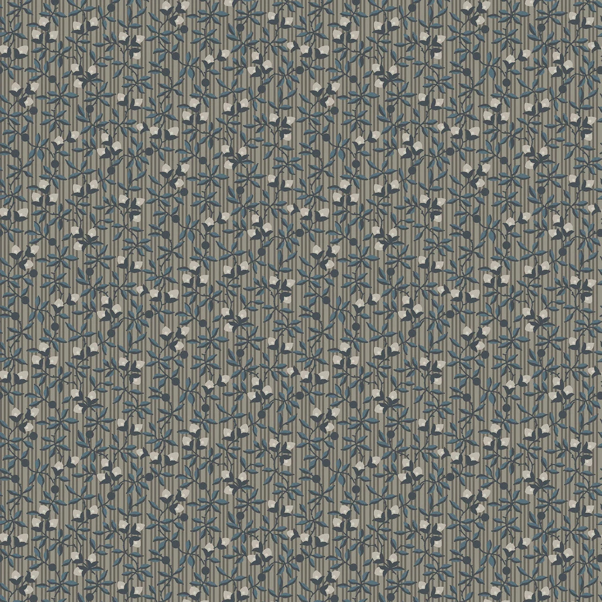 Midnight Bloom- Tan Tiny Vine Stripe: Sold by the 1/2 yard