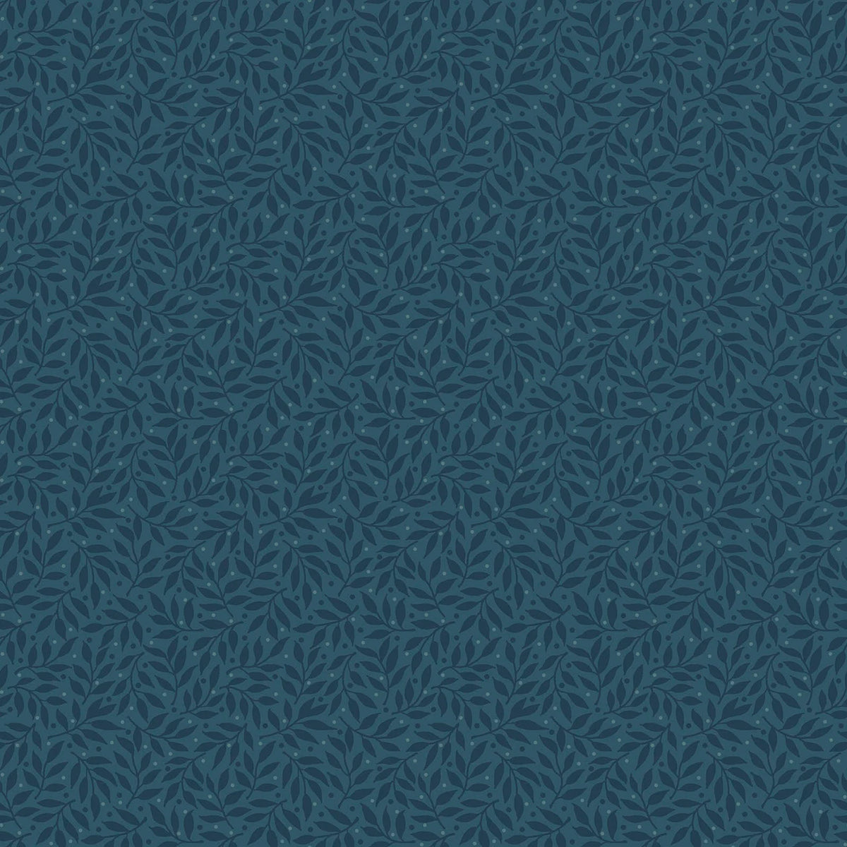 Midnight Bloom- Navy Leaf Vine: Sold by the 1/2 yard