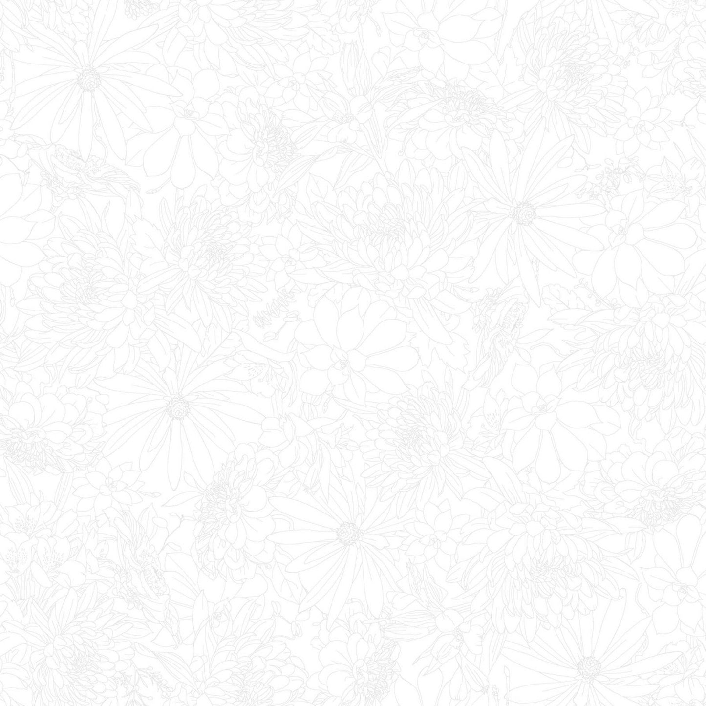 Solitaire- Ultra White Blossom: Sold by the 1/2 yard