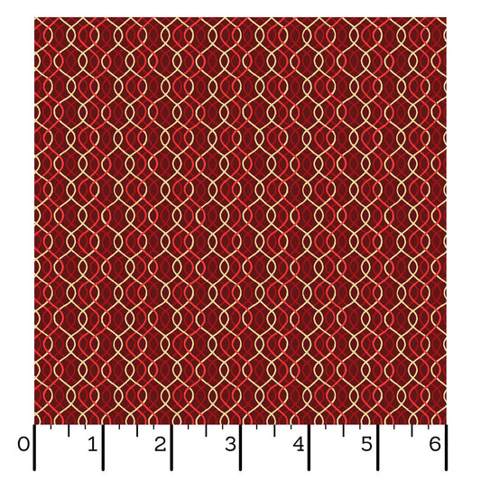 Merry Mix- Metallic Red Geometric: Sold by the 1/2 yard