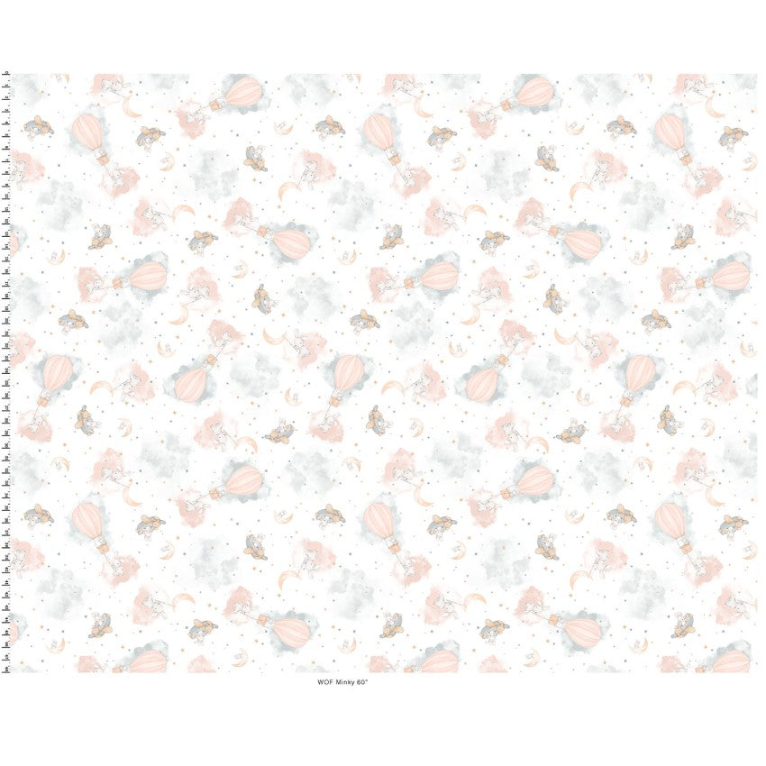 Honey Bunny- White Bunny in the Clouds MINKY: Sold by the 1/2 yard