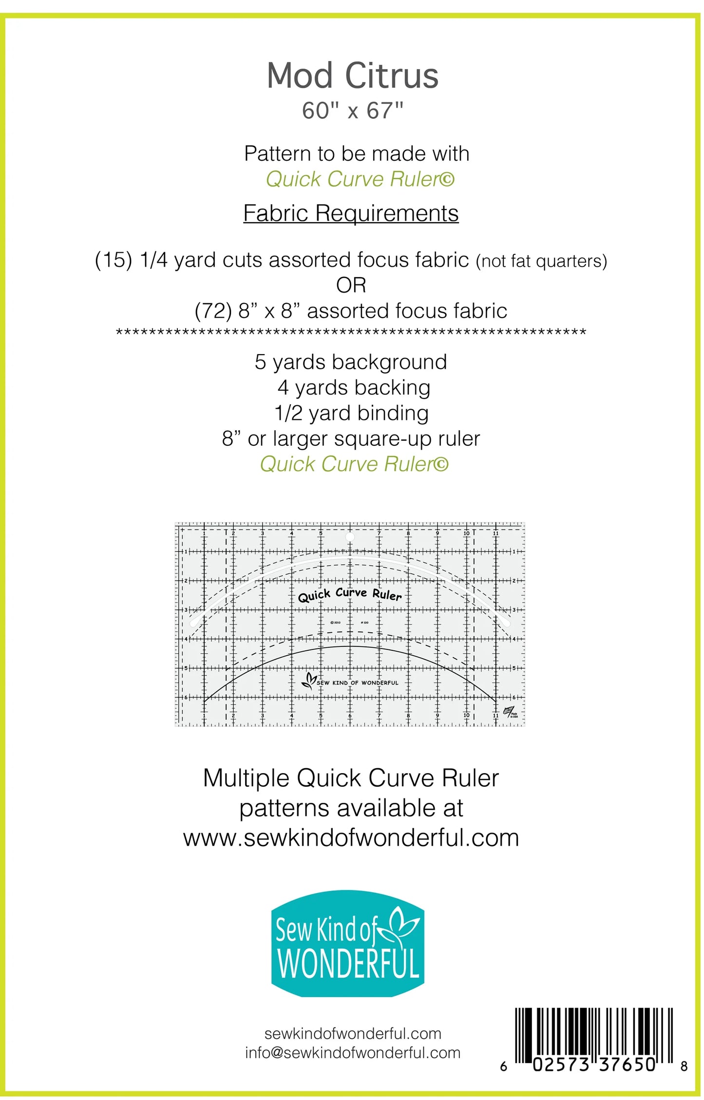 Mod Citrus QCR Quilt Pattern